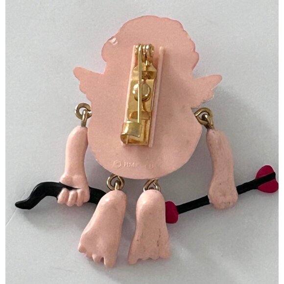 Vintage Hallmark Valentines Cupid Pin Brooch Dangle Moveable Arms Legs - Picture 5 of 6